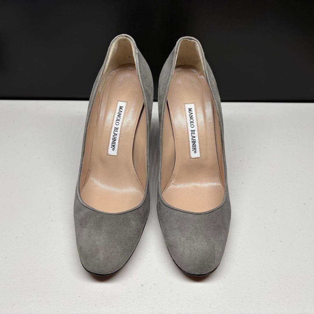 美品■MANOLO BLAHNIK【23.5】パンプス スエード グレー