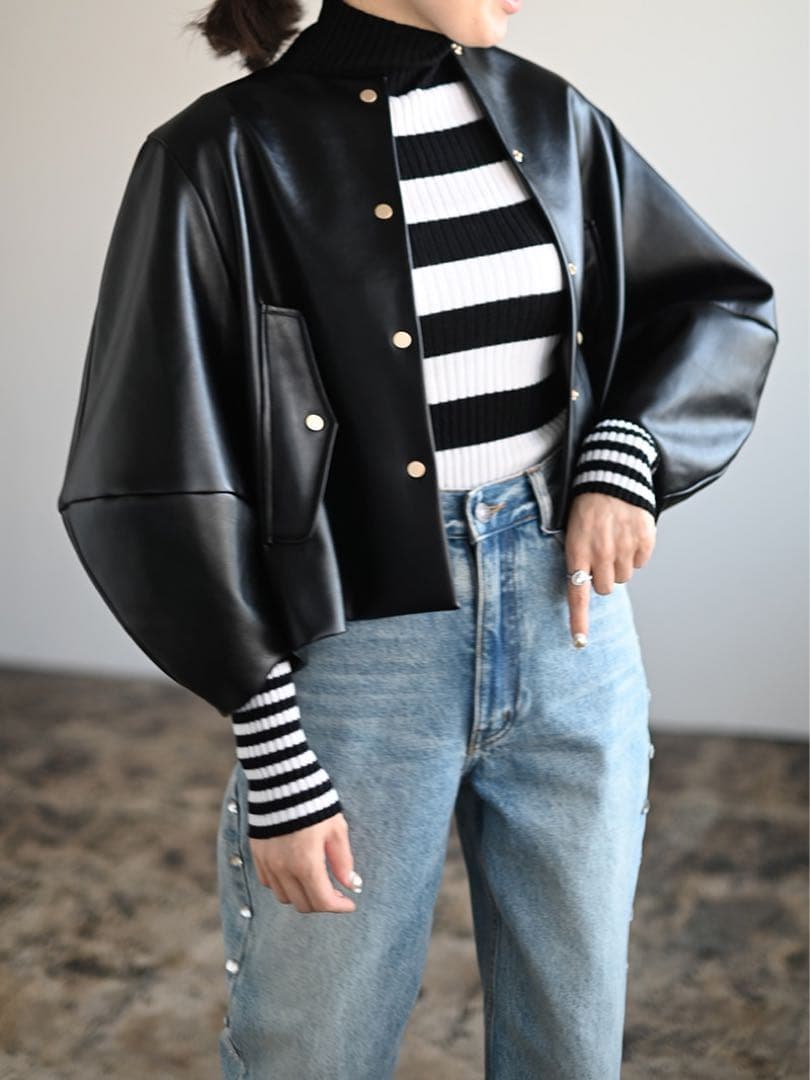 トレフルプラスワン/プリーツエコレザージャケット/新品未使用