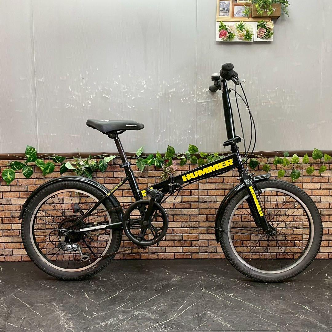 【100】折りたたみ自転車 折車 HUMMER ブラック 変速付き