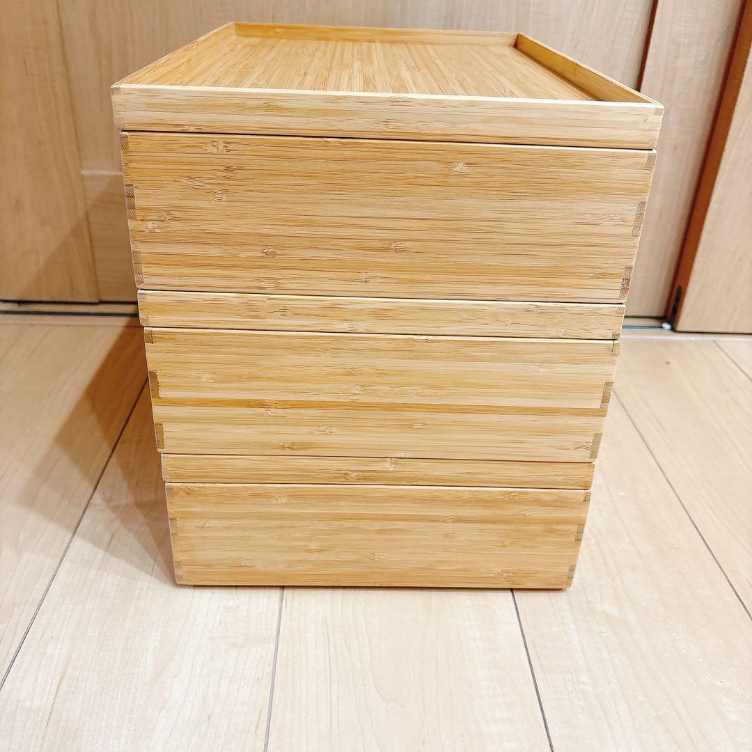 新品　無印　蓋付き　ケース　竹材長方形ボックス　3点セット