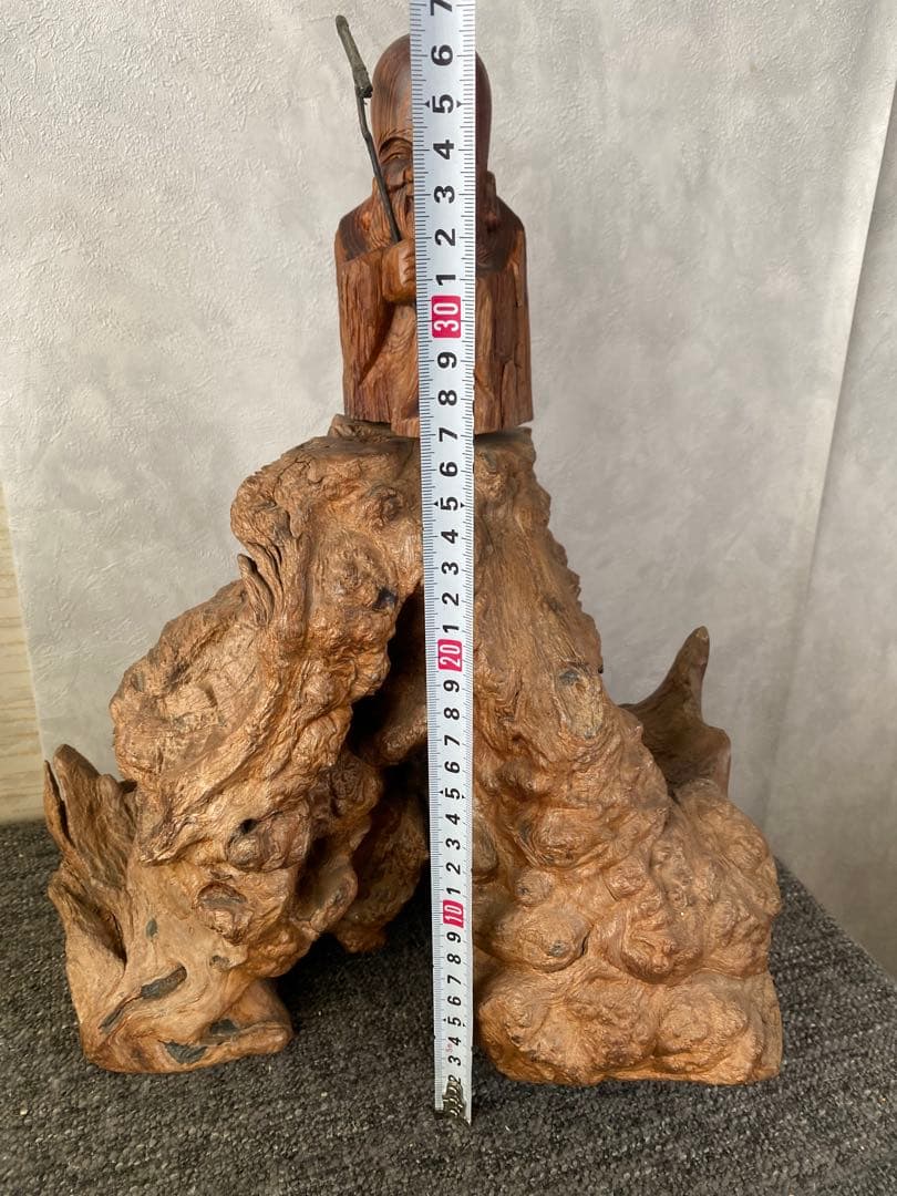木像木彫り　福禄寿　寿老人　七福神　縁起物　置物　骨董