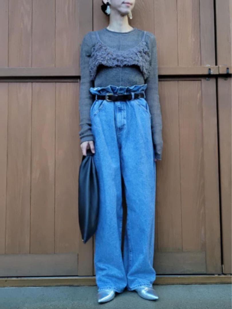 anuke アンヌーク　Waist Tuck Denim ♡サイズ38ブルー