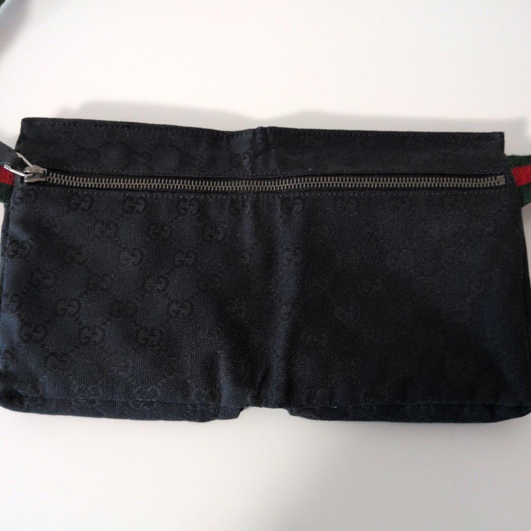 GUCCI グッチ GGキャンバス ウエストポーチ ブラック
