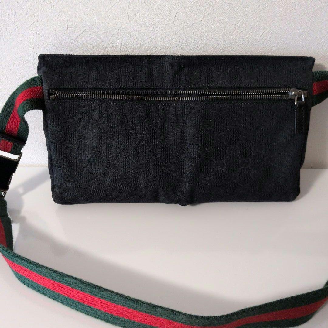 GUCCI グッチ GGキャンバス ウエストポーチ ブラック