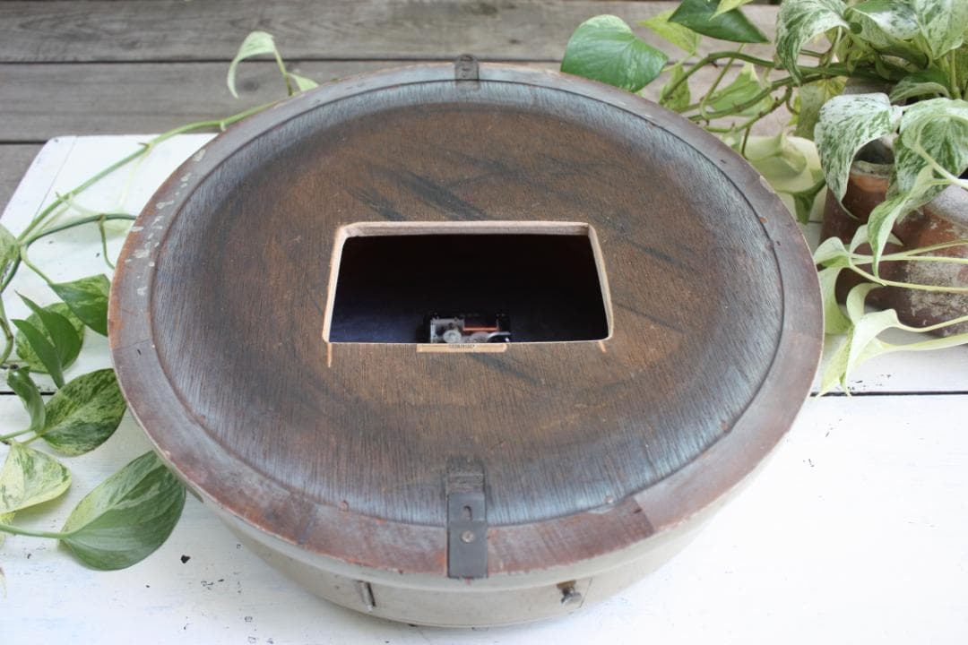 アンティーク グレー 希少 丸型 時計 電池式 スイープクオーツ改造 精工舎