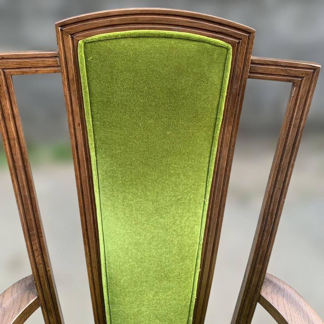 柏木工 KASHIWA アームチェア グリーンモケット ヴィンテージ家具