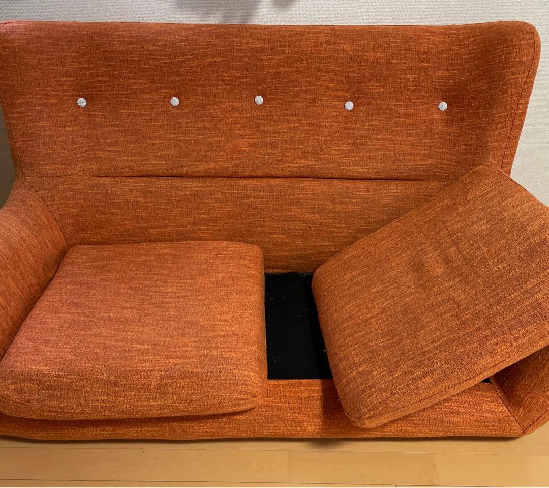 【nico】＊送料込＊ 家具のホンダ　オレンジ色のソファ　2〜3人掛け