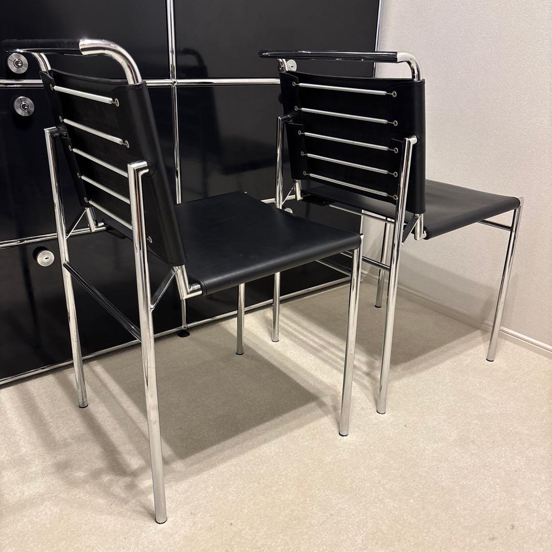 本革 レザー チェア ブラック×シルバー Eileen Gray 1脚のみ