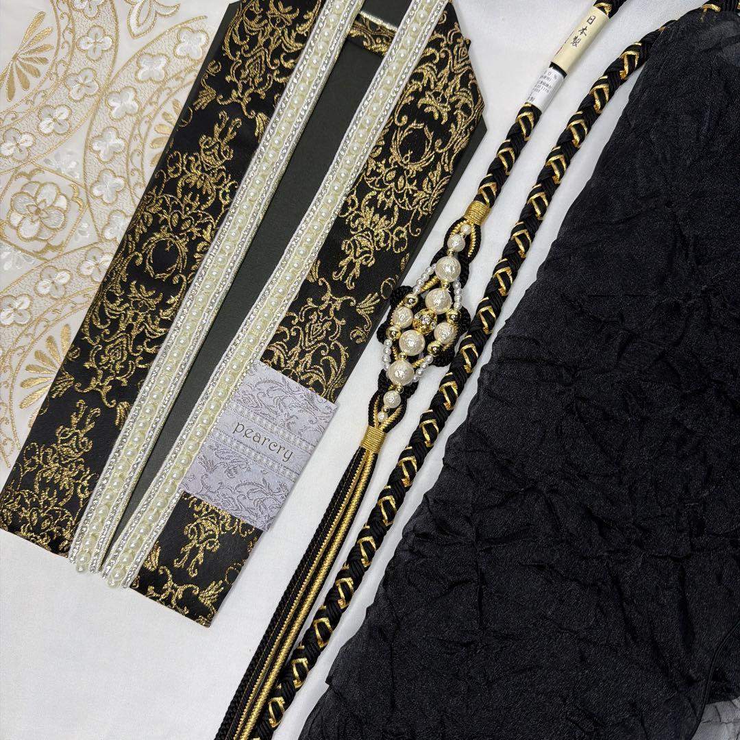 新品　2026年新作モデル　帯締め　帯揚げ　半襟　重ね襟　セット　黒
