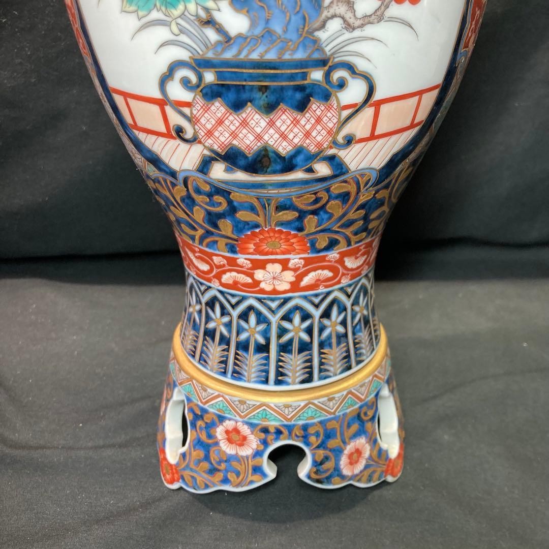 【美品】伊万里焼 神右衛門作 飾り壺 花瓶 置物