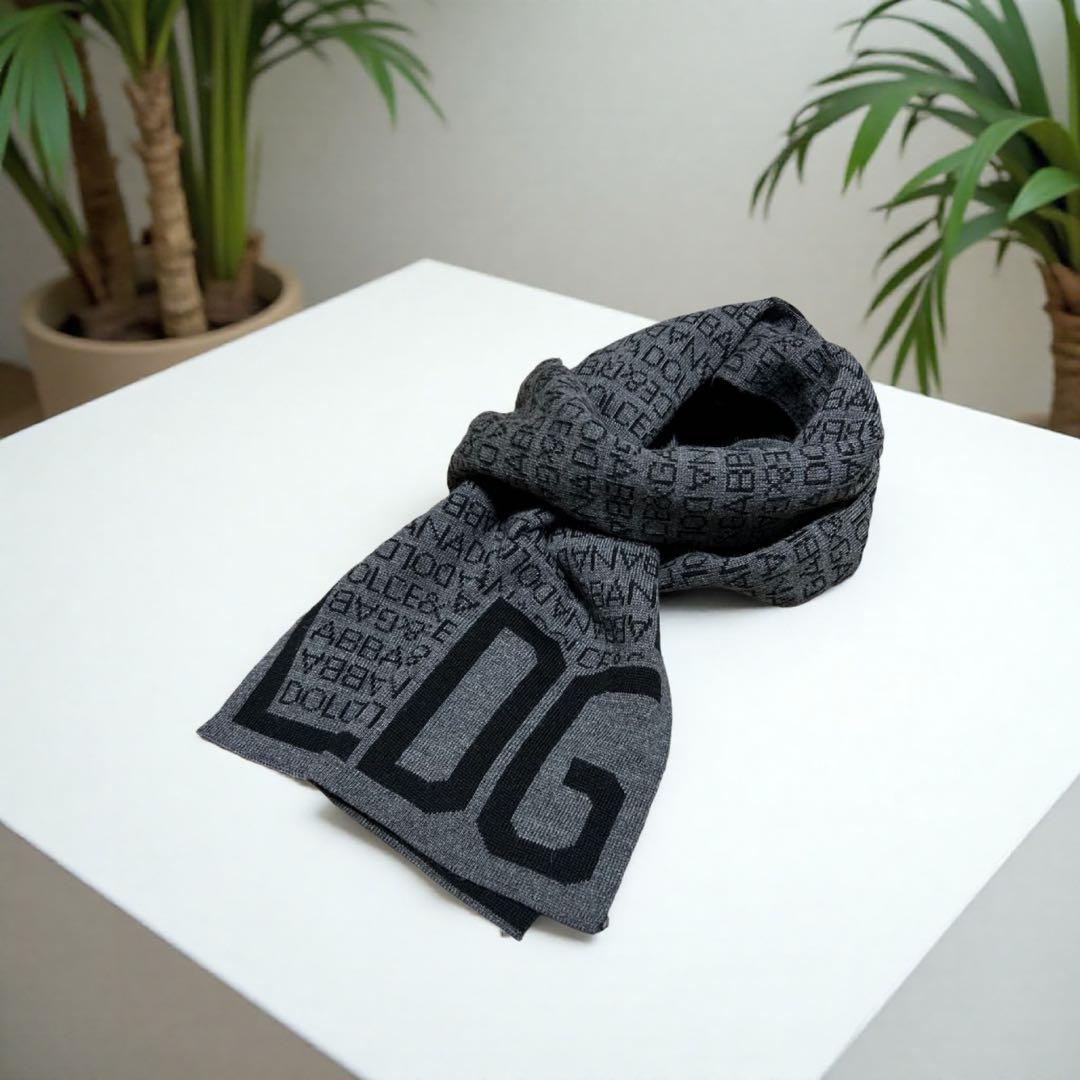 極美品‼︎ ◆DOLCE&GABBANA◆ マフラー/黒グレー/ドルガバ/DG