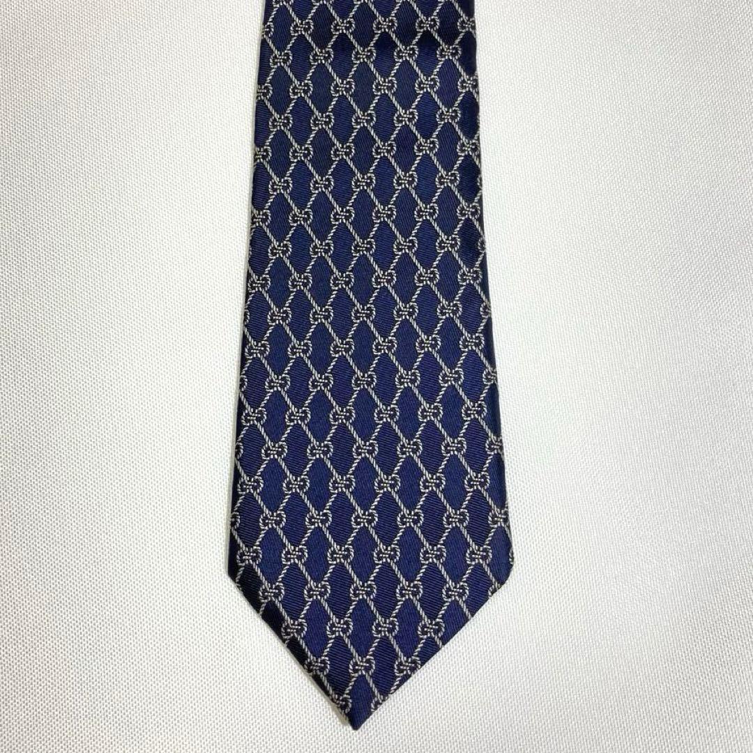 グッチ　GUCCI ネクタイGG柄 総柄　ネイビー　現行タグ　シルク　美品