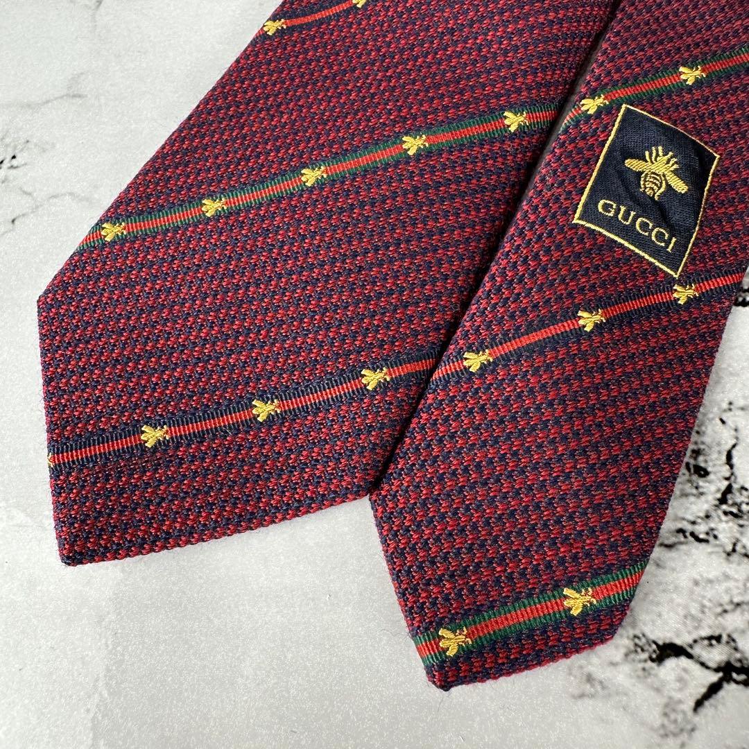 未使用級✨GUCCI 高級ネクタイ ビー ストライプ 7cm