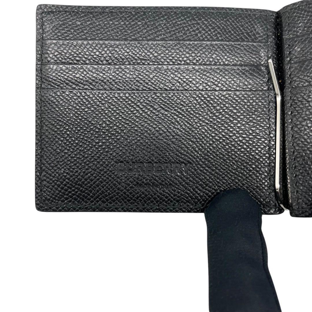 【レア】バーバリー　TBロゴ　マネークリップ　財布　二つ折り　レザー