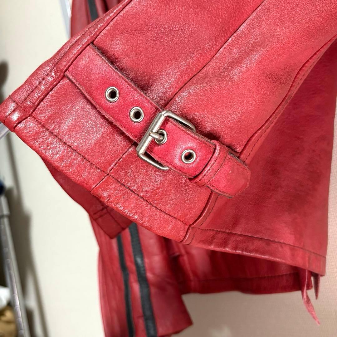 Schott シングルライダース　レッド　ブラックライン