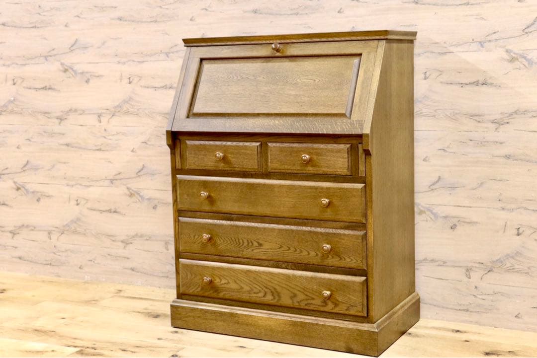 GMIK160○勇峰工芸 ライティングビューロー チェスト デスク 引き出し