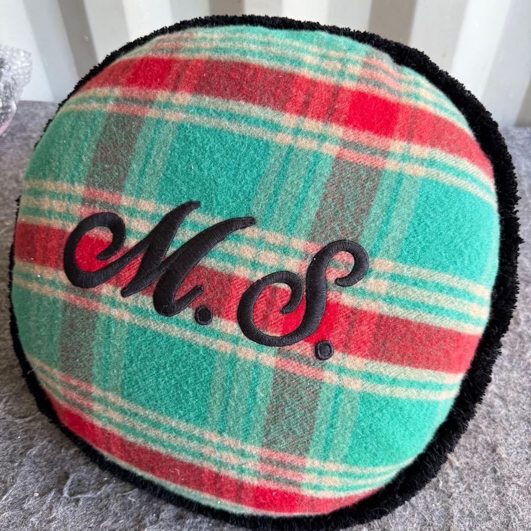 JI93美品✨　GUCCI フローガル柄 クッション 丸型 イエロー　チェック
