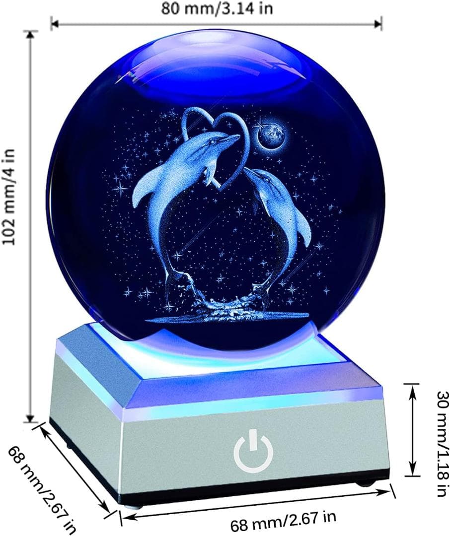 3D イルカクリスタルボールランプ 星空ライト