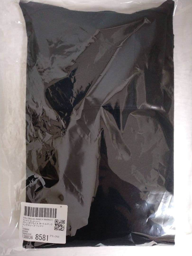 新品ハリウッドランチマーケットBLACKストレッチフライス4タートルネックT