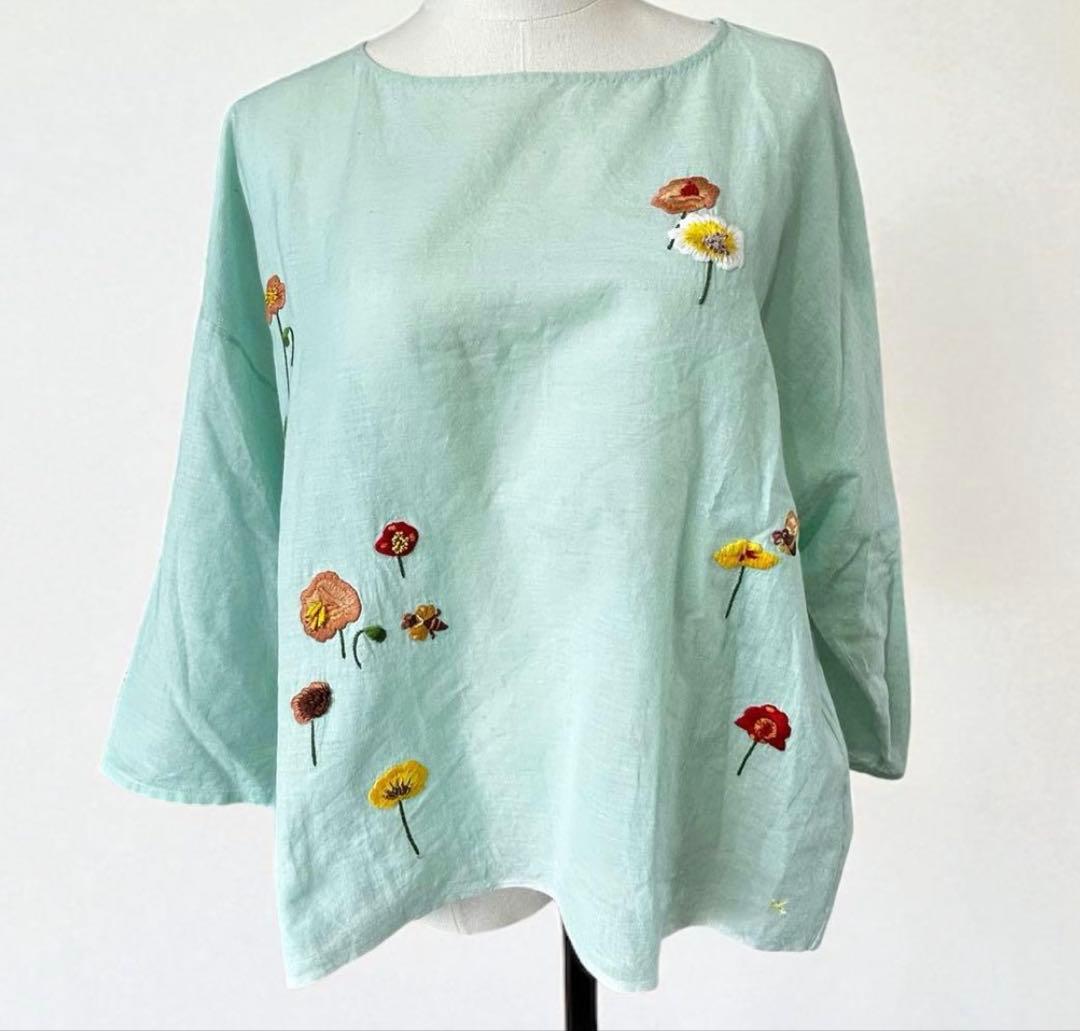45R 歳時記　上巳　ブラウス　プルオーバー　刺繍　ビーズ刺繍