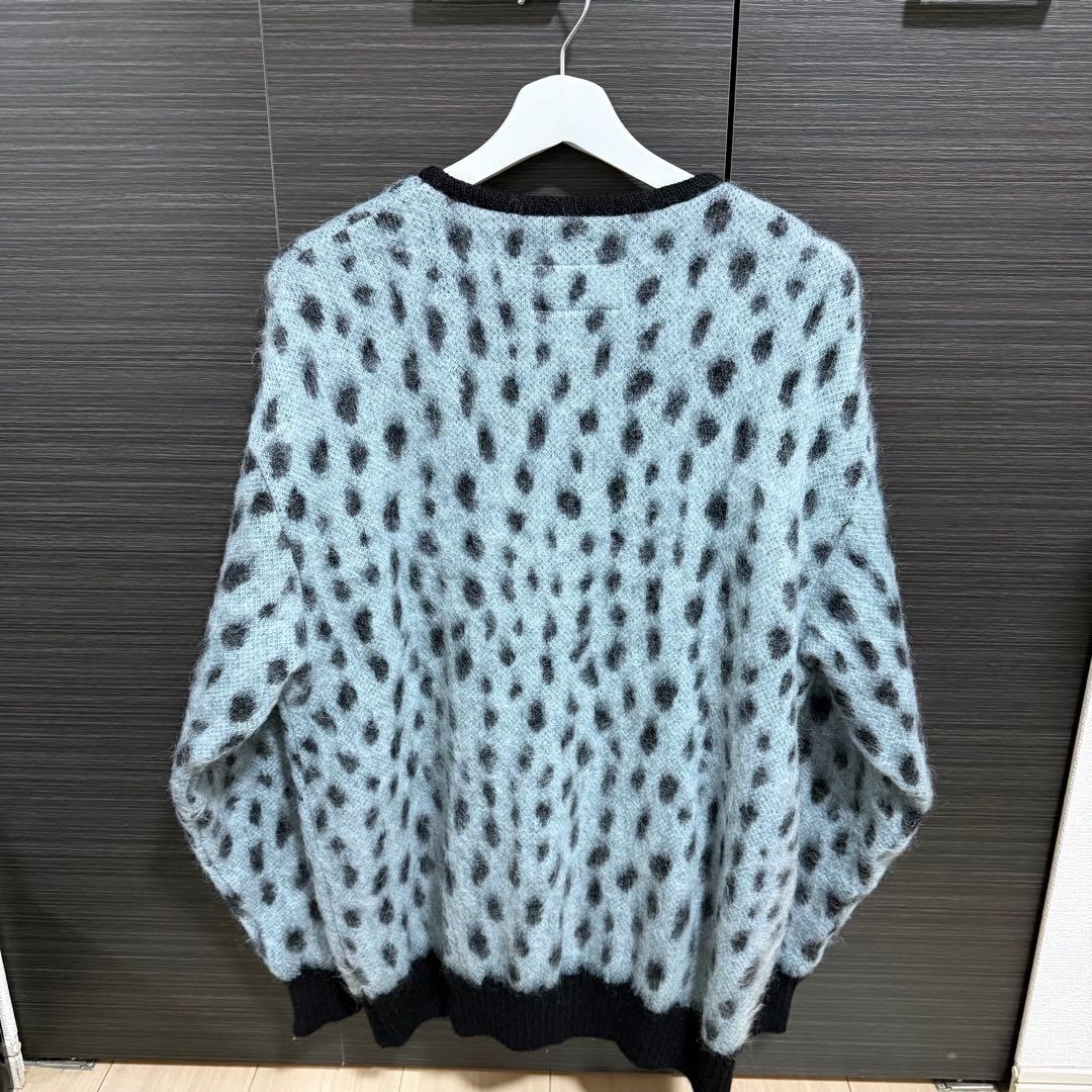 【即完売品】WACKOMARIA レオパードカーディガン　ライトブルー　モヘア