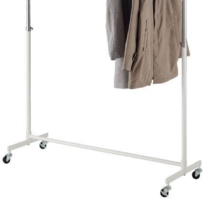 新品■2段ハンガーラック重量1段両用120cm白色高さ変更可能キャスター付業務用