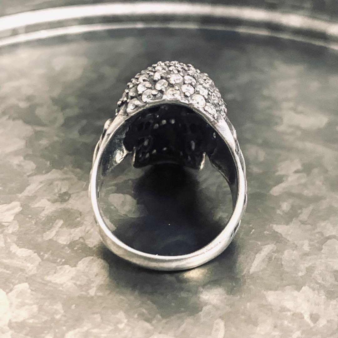 専用 vintage silver skull fullstone ring