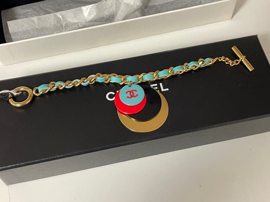 CHANEL シャネル ゴールド ブレスレット ココマーク ターコイズブルー