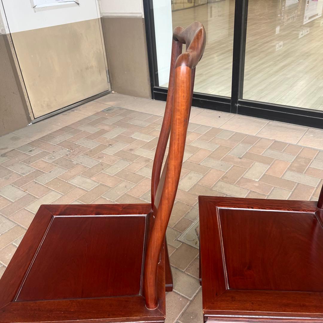 ②唐木家具 ダイニングチェア 食卓椅子 アームチェア 花梨材 馬蹄脚