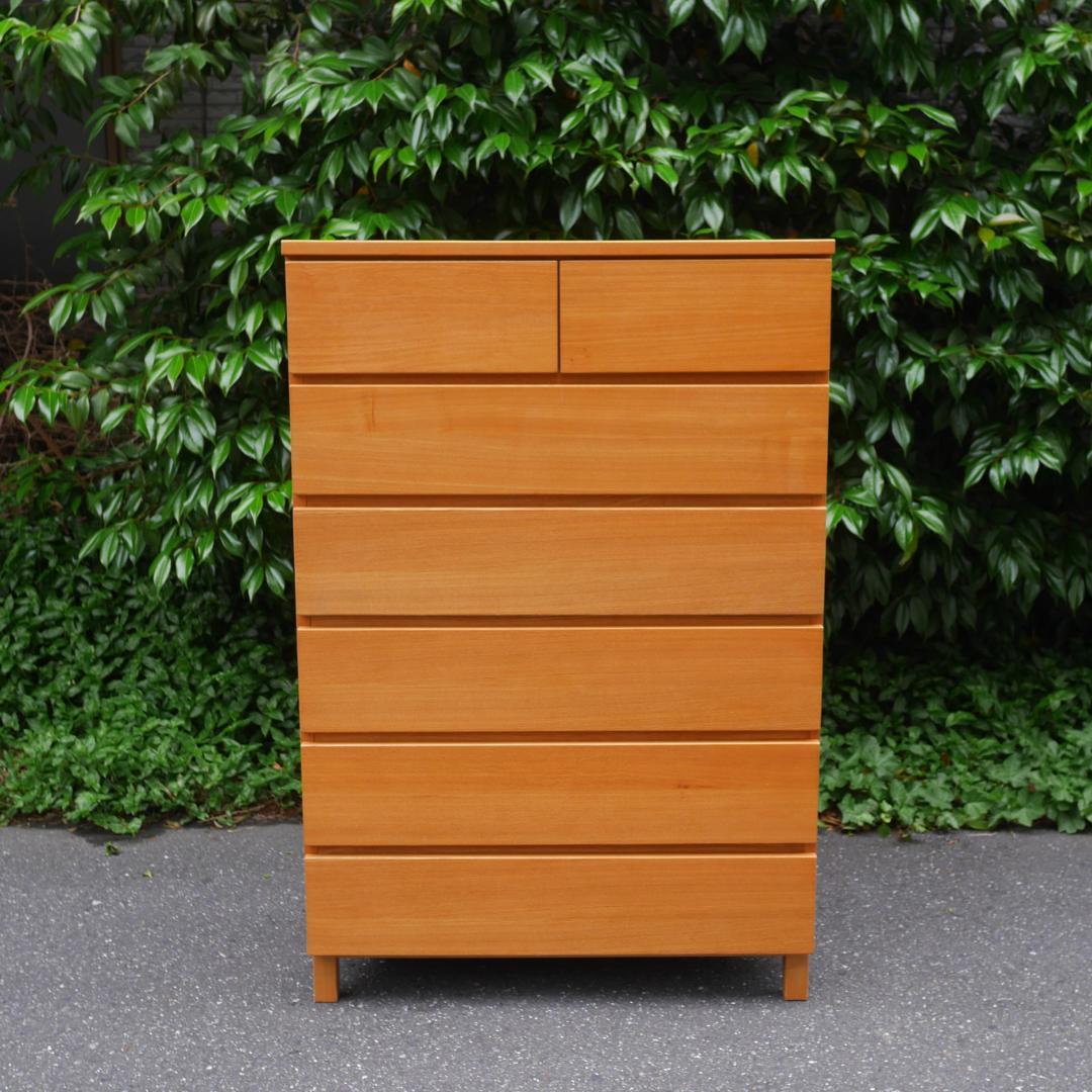 【廃盤】無印良品 MUJI 6段 チェスト 脚付き タモ材 引出し収納 洋タンス