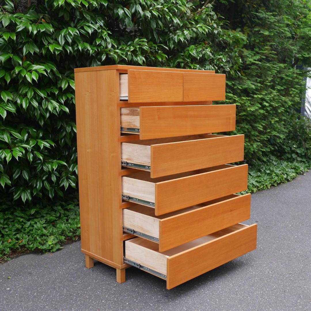 【廃盤】無印良品 MUJI 6段 チェスト 脚付き タモ材 引出し収納 洋タンス
