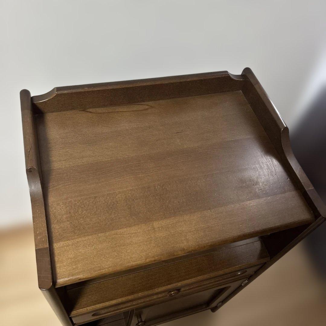 カリモク　電話台　木製　コンセント付き　収納　美品寄り　最安値