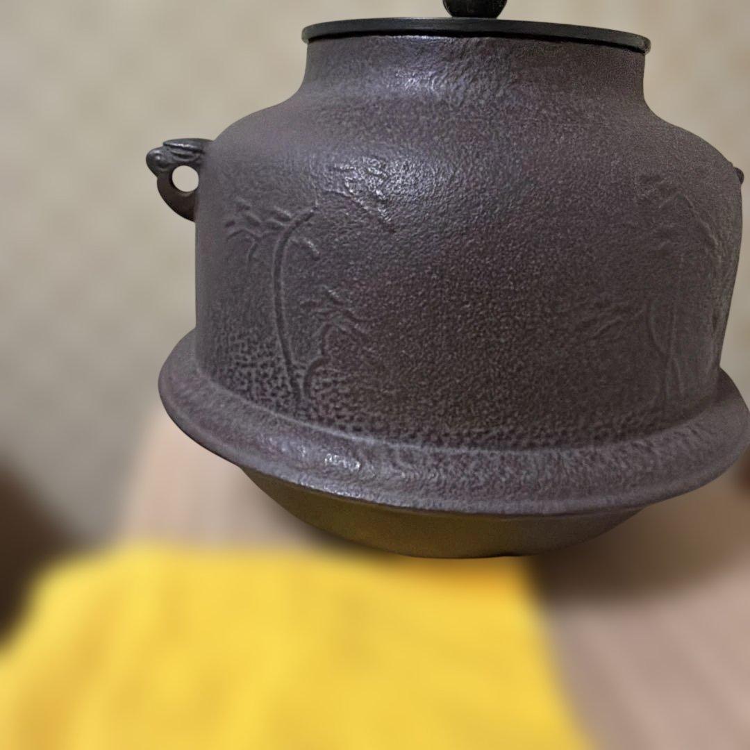 初だし品　　茶釜　浜松紋真形釜　人間国宝　釜師　高橋敬典　銅蓋　共箱　茶道具