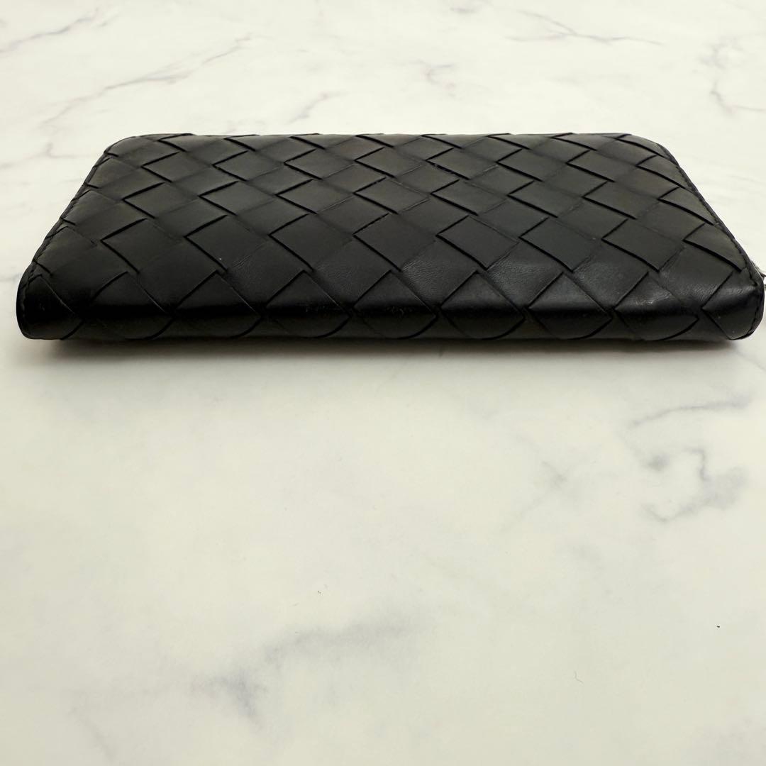 極美品　BOTTEGA VENETA マキシイントレチャート 長財布 黒 × 緑