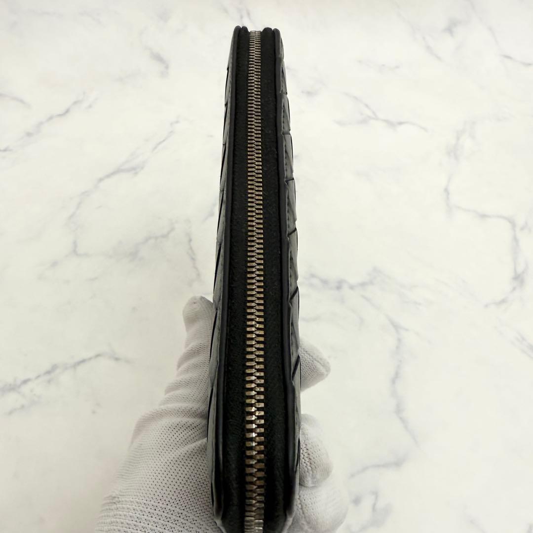 極美品　BOTTEGA VENETA マキシイントレチャート 長財布 黒 × 緑