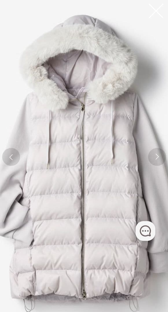 【DoCLASSE】 ★新品未使用品★異素材コンビ・リアルダウンフードコート Ｌ