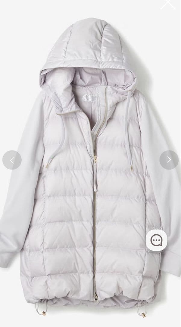 【DoCLASSE】 ★新品未使用品★異素材コンビ・リアルダウンフードコート Ｌ