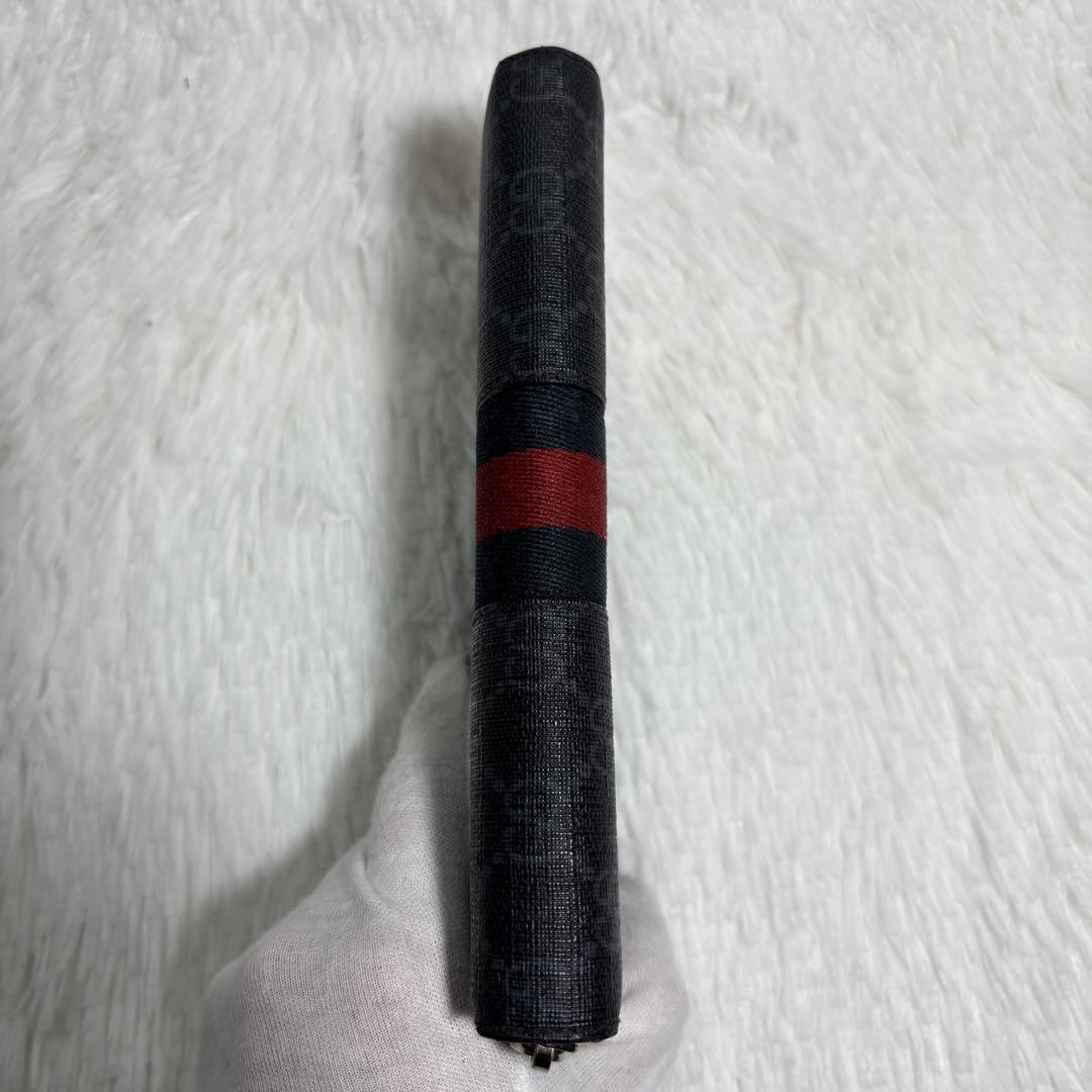 ✨高級✨ グッチ シェリーライン GGスプリーム ラウンドジップ 長財布 青 赤