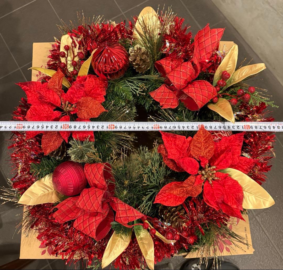 特大BIGクリスマスリース ポインセチア
