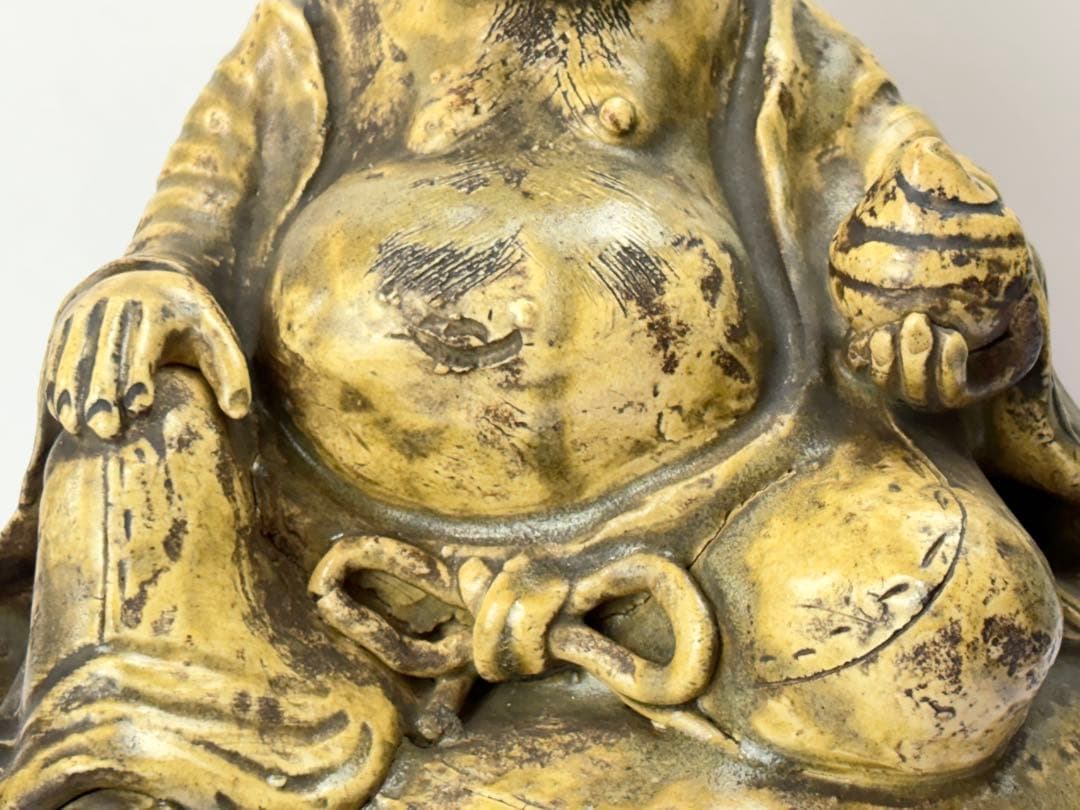 時代物 古黄瀬戸 布袋様 七福神 仏像 置物 縁起物 R7112348