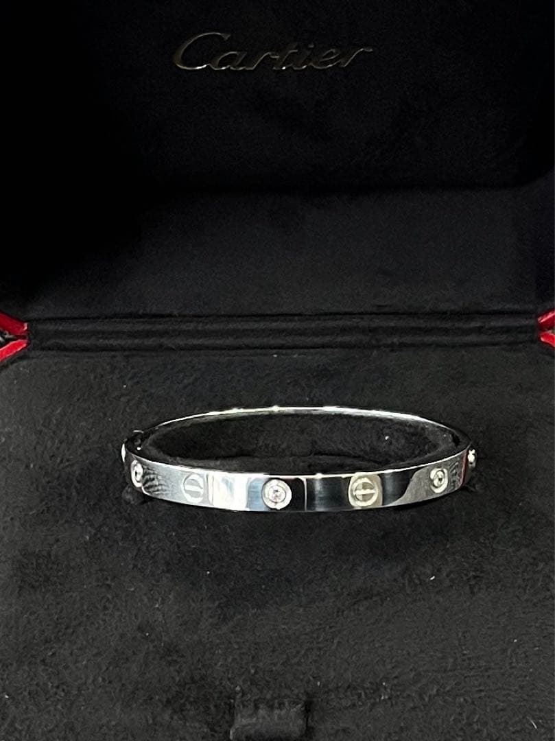 美品　カルティエ　ラブブレス　#17 6pダイヤモンド　ホワイトゴールド 正規品