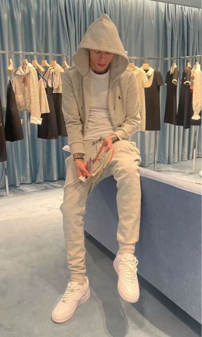 ポロ ダブルニットフルジップパーカー＆ジョガーパンツセット ブラック