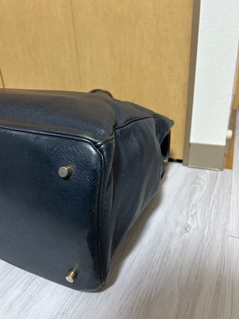 シセイ 981 フラップトートバッグ 肩掛け ビジネス レザー ネイビー系