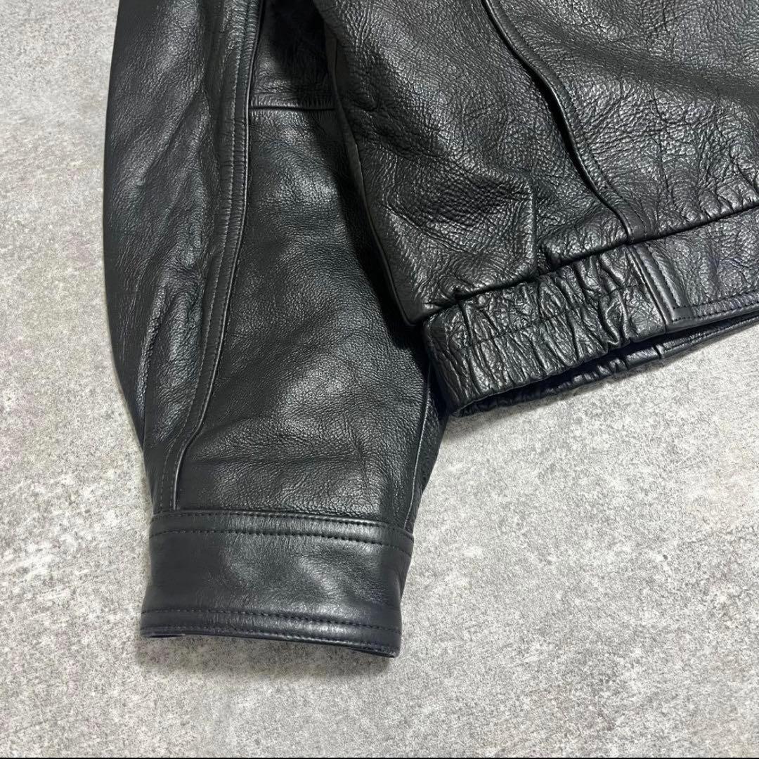 み*ん様 80s 90s vintage レザージャケット 本革 短丈 黒色　y