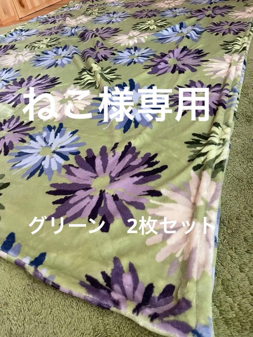 【ねこ】シビラ　コエテ　フランネル掛カバー　グリーン2枚セット