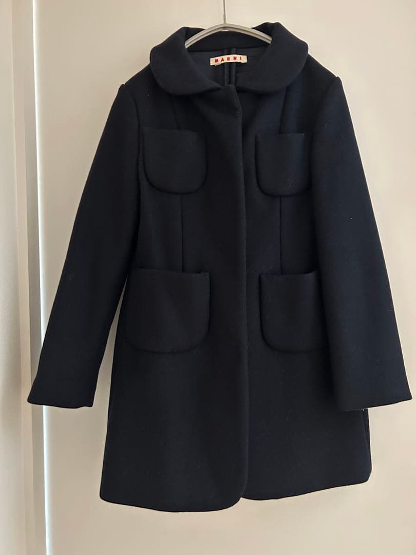 マルニ　　ネイビー コート ポケット付き