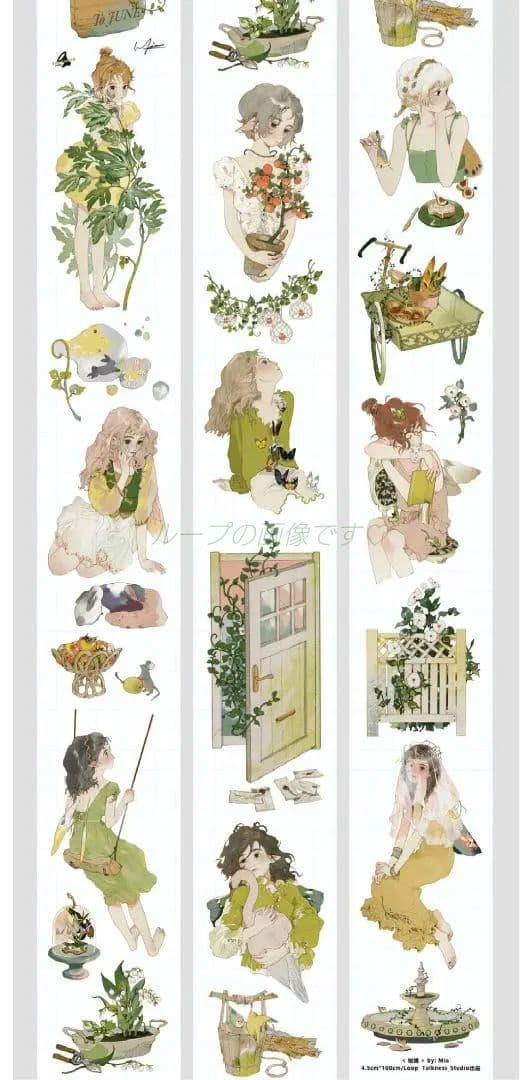 J652＃秘境(PET)talkness切り売り海外人物マステ女の子