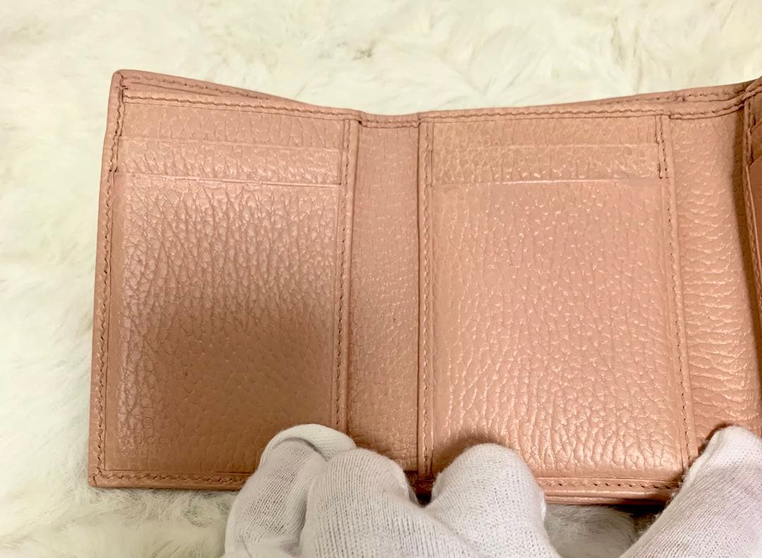 カンキチ様GGマーモント 三つ折り財布 コンパクトウォレット　ピンクベージュ