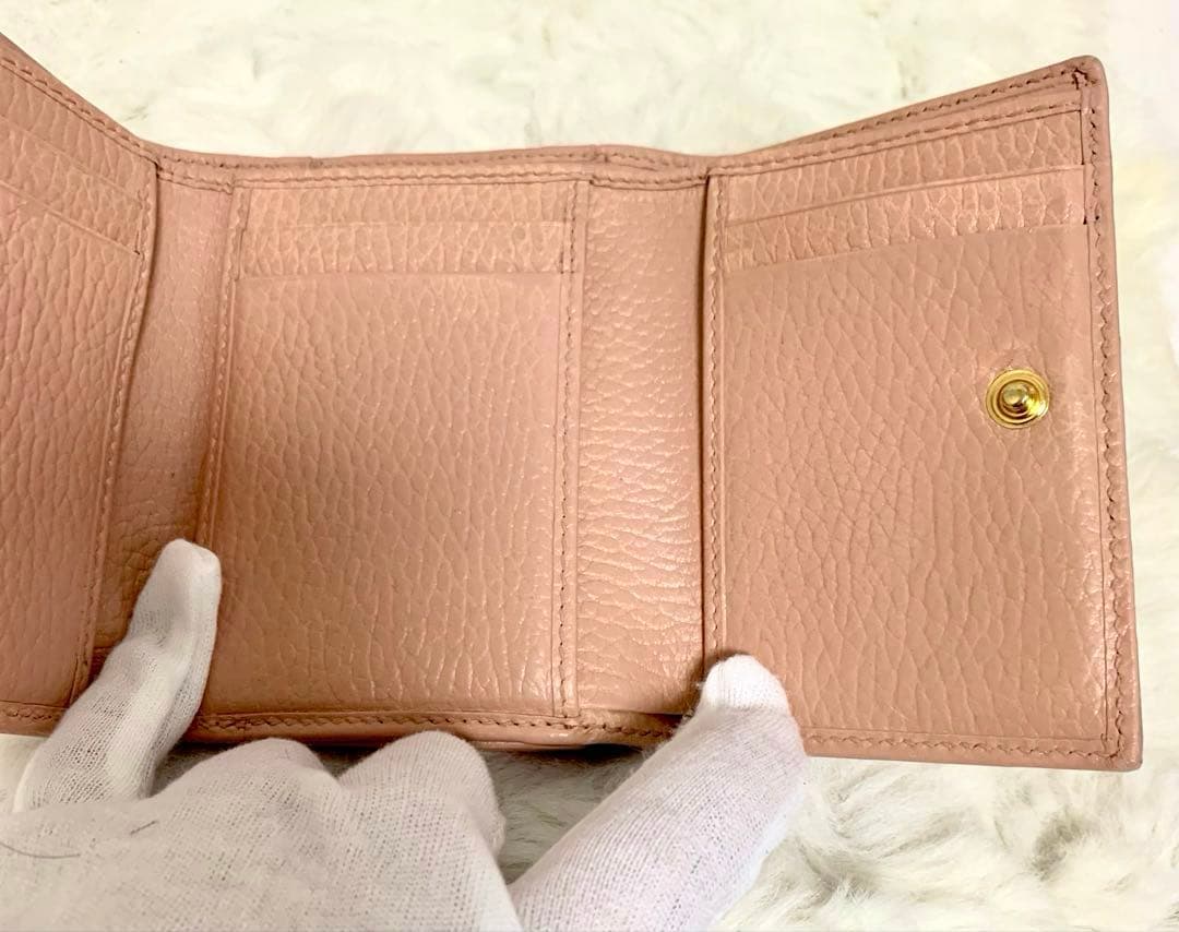カンキチ様GGマーモント 三つ折り財布 コンパクトウォレット　ピンクベージュ