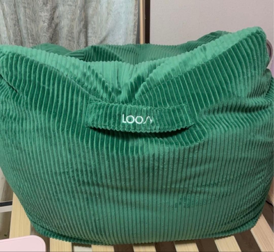 LOOSY 1人掛けビーズソファ　コーデュロイ グリーン
